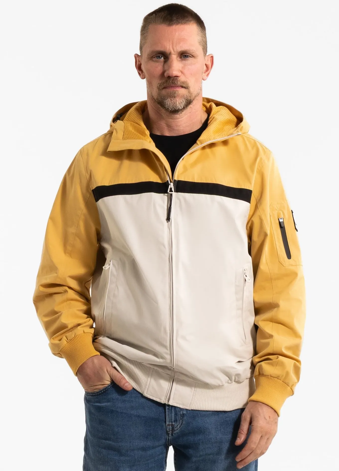 Men's hooded jacket 2 Color Longwood - Yellow/Offwhite