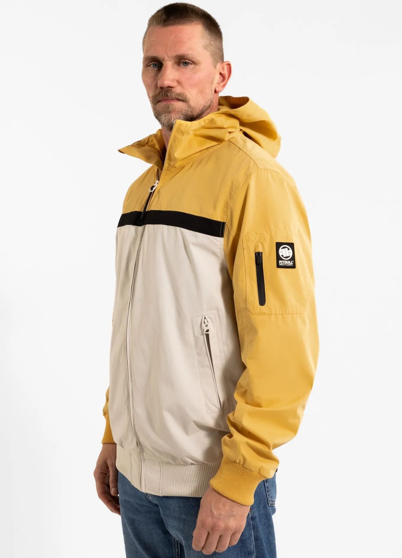Men's hooded jacket 2 Color Longwood - Yellow/Offwhite