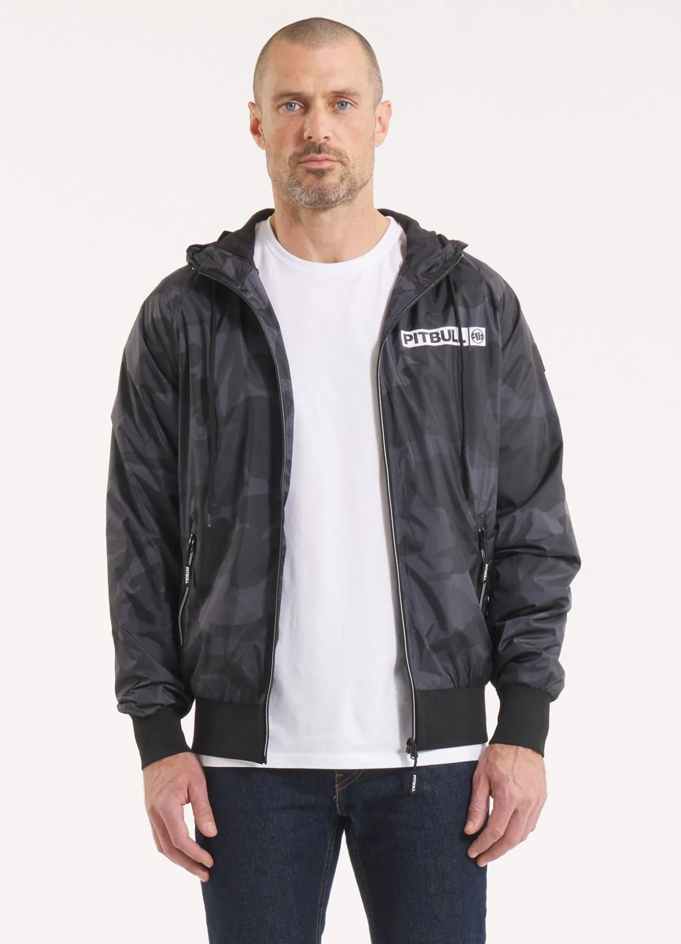 Men's hooded jacket Athletic Logo - All Black Camo