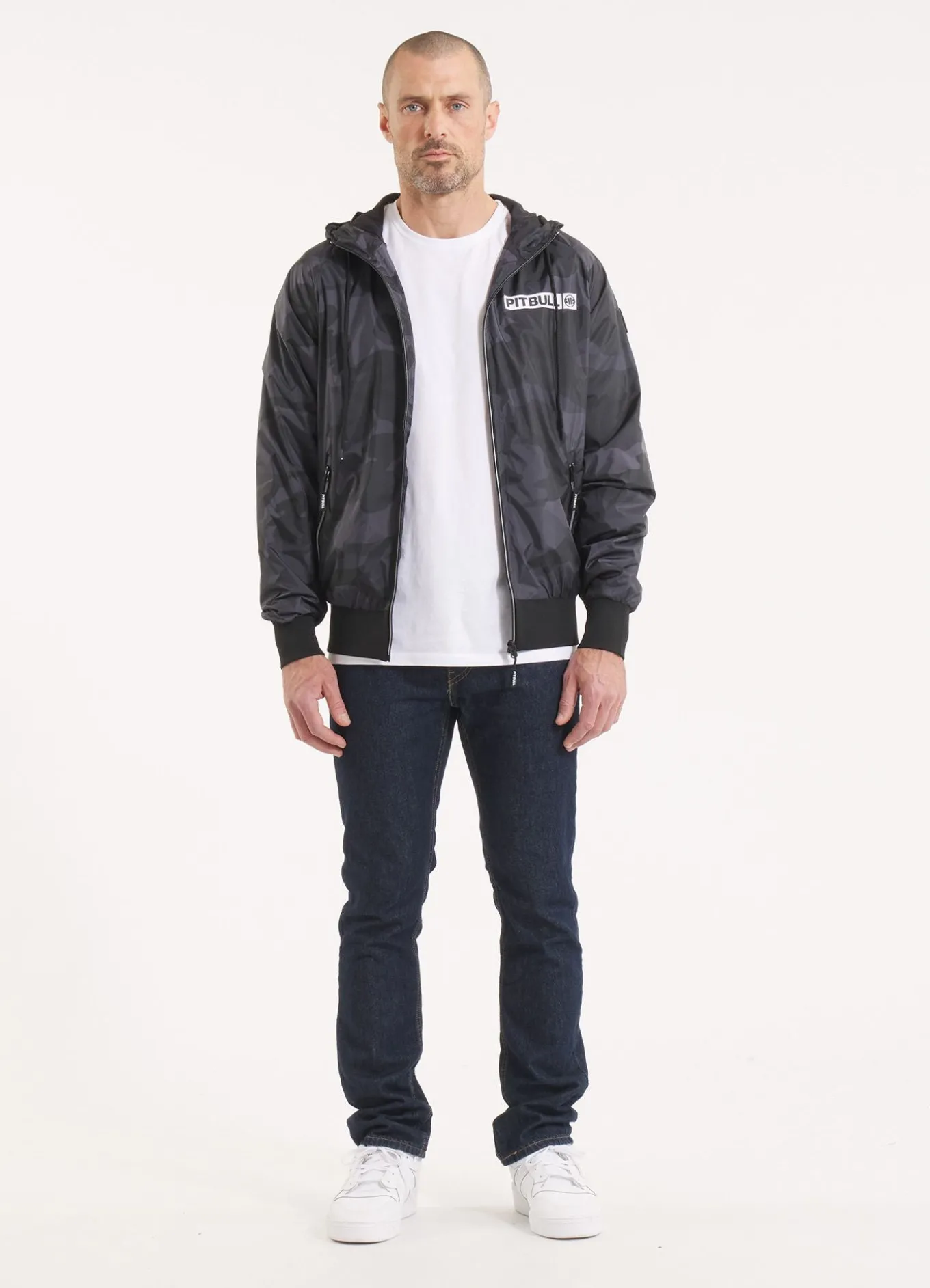 Men's hooded jacket Athletic Logo - All Black Camo