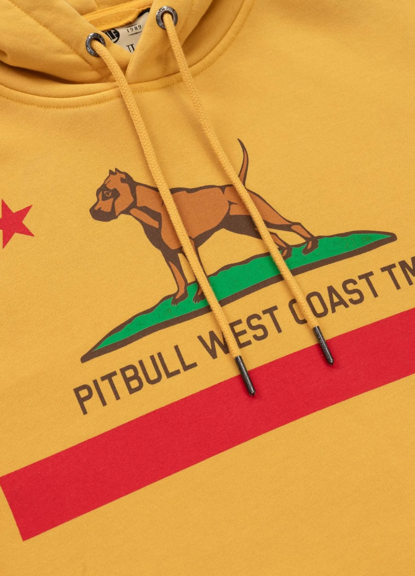 Men's Hoodie Washed CALIFORNIA FLAG - Washed yellow