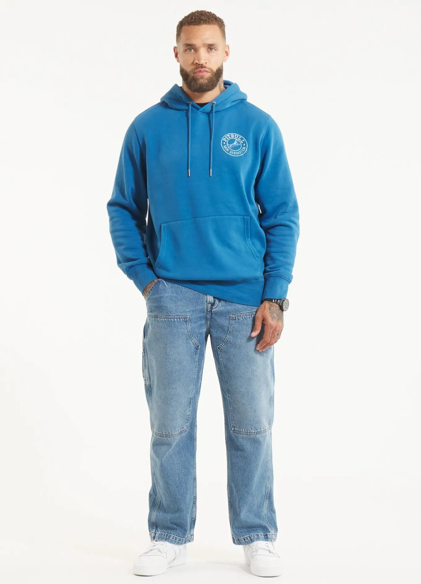 Men's Hoodie Washed VINTAGE BOXING - Shade blue