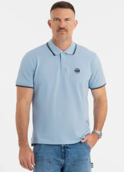 Men's Polo shirt Pique Stripes Regular - Light blue