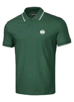 Men's Polo shirt Pique Stripes Regular - Jade green