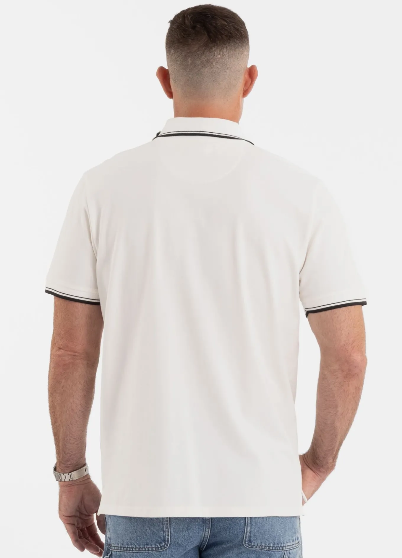 Men's Polo shirt Pique Stripes Regular - Offwhite