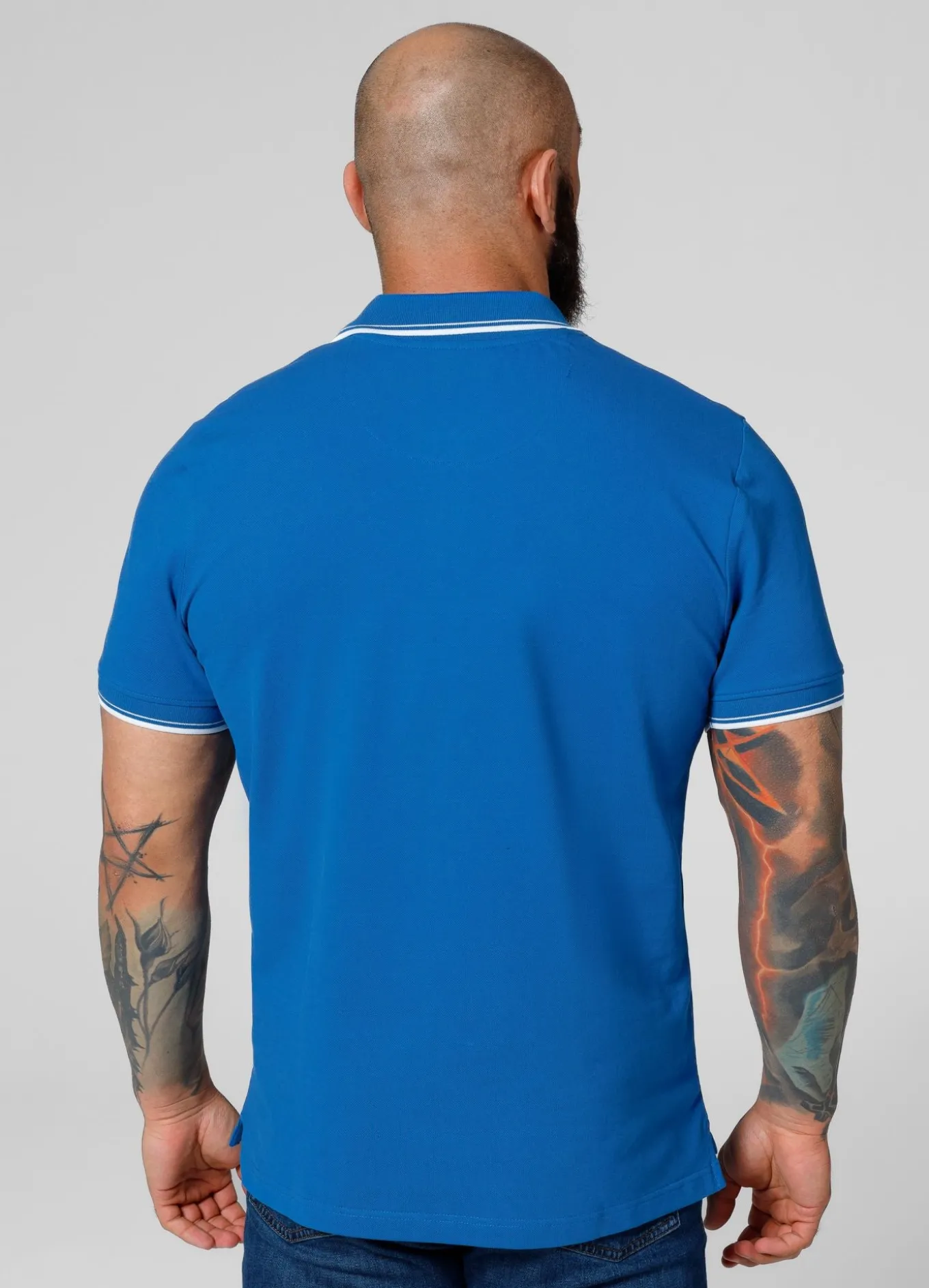 Men's Polo shirt Pique Stripes Regular - Royal blue