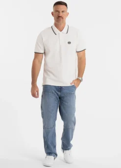 Men's Polo shirt Pique Stripes Regular - Offwhite