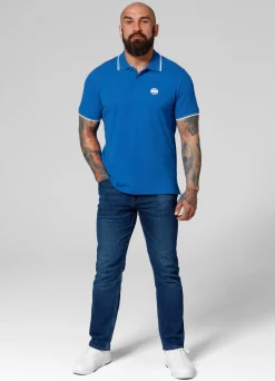 Men's Polo shirt Pique Stripes Regular - Royal blue