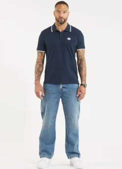Men's Polo shirt Pique Stripes Regular - Navy