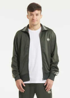Men's Sweatjacket Oldschool Tape Logo - Dark green