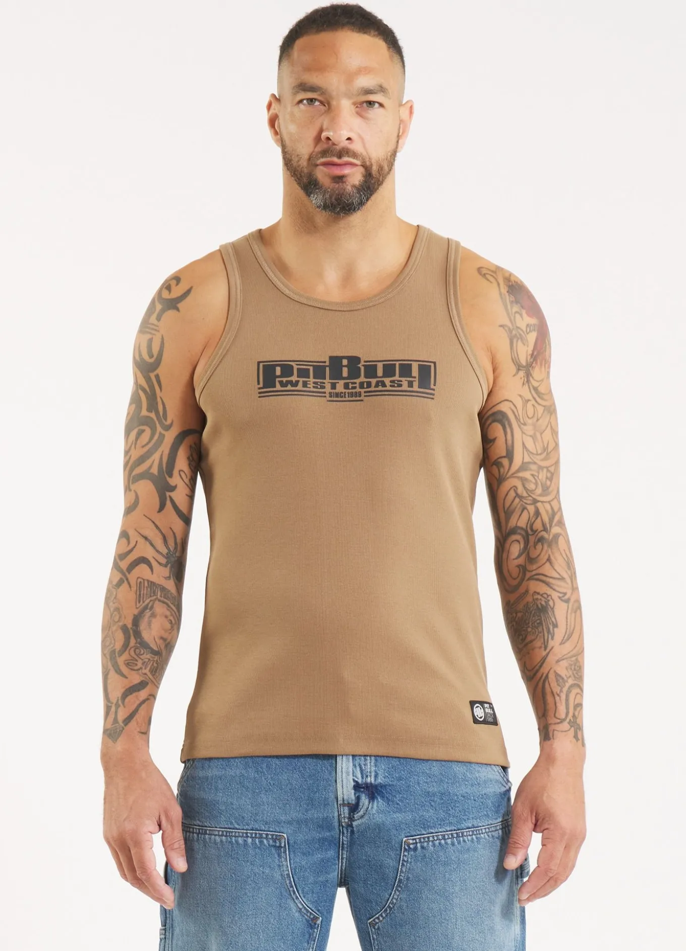 Men's Tank Top Rib BOXING - Coyote brown