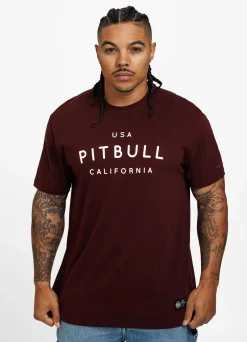 Men's T-Shirt Garment Washed USA CAL - Dark Burgundy