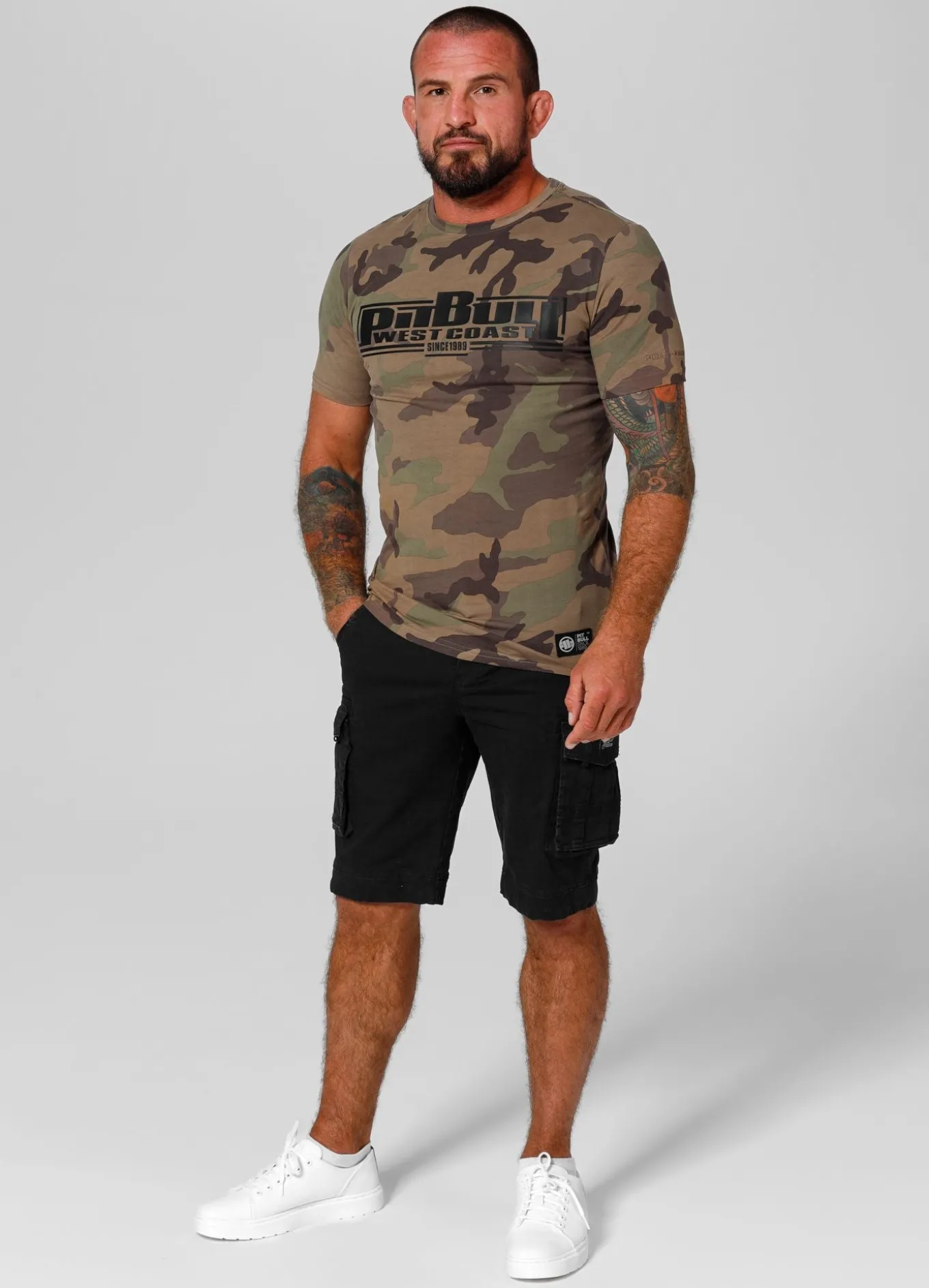 Men's T-Shirt Slim Fit Classic Boxing - Woodland Camo