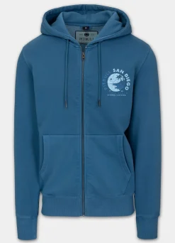 Men's Zip-up hoodie Washed PLANET SURF - Blue