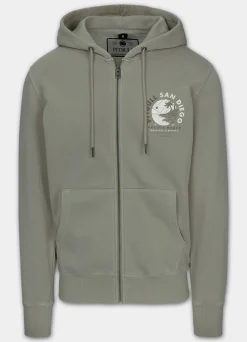 Men's Zip-up hoodie Washed PLANET SURF - Gray Harbour