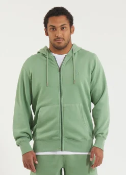 Men's Zip-up hoodie Washed Lancaster II - Sage green
