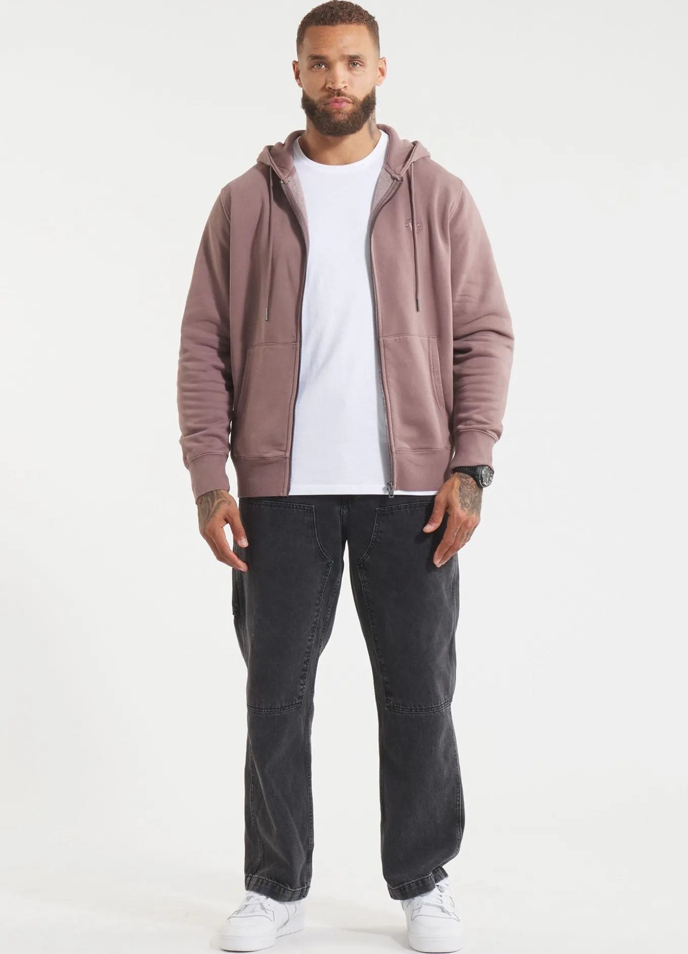 Men's Zip-up hoodie Washed Lancaster II - Burgundy