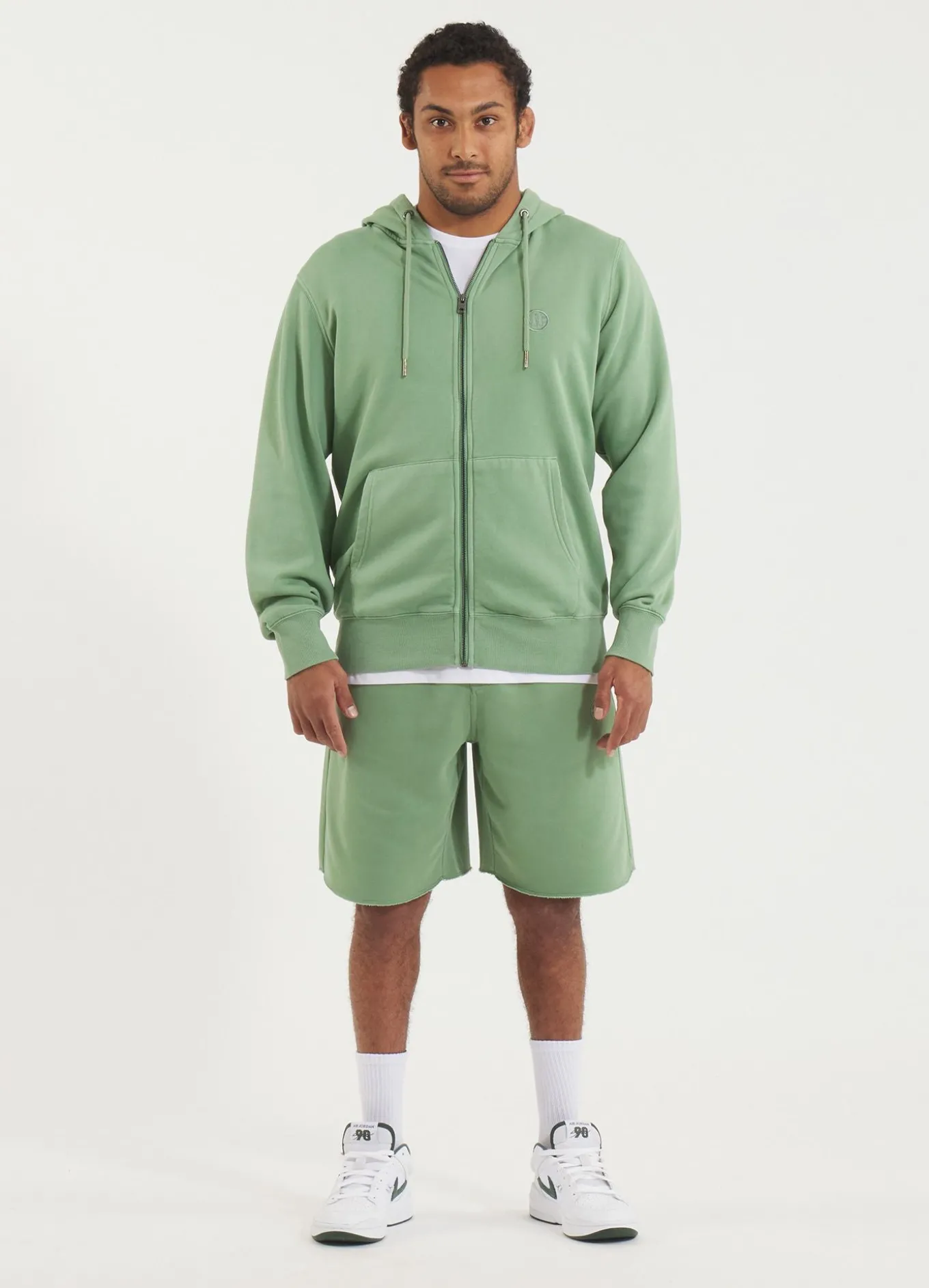 Men's Zip-up hoodie Washed Lancaster II - Sage green