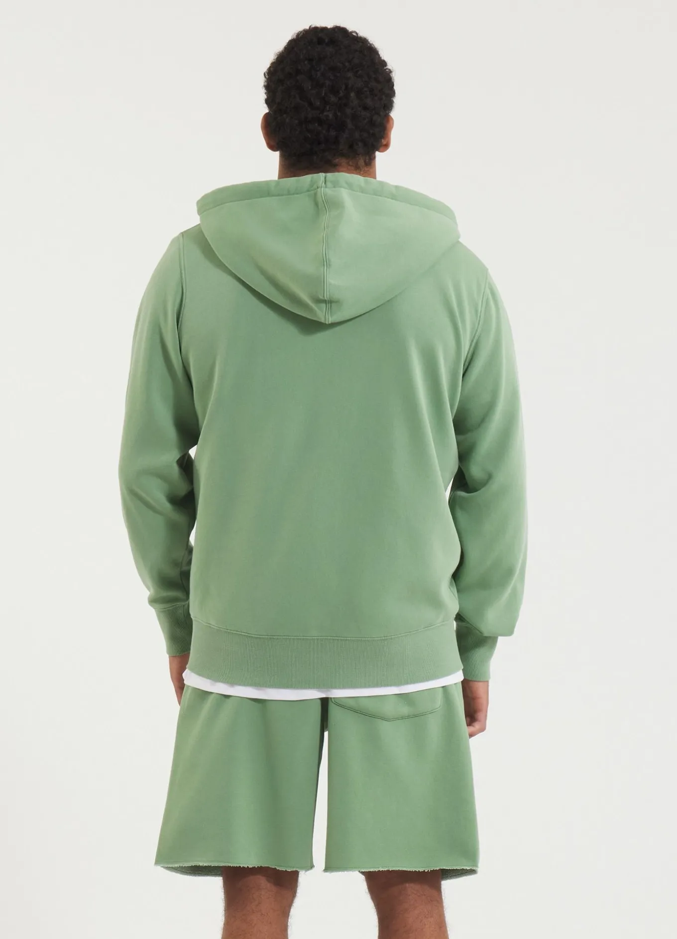 Men's Zip-up hoodie Washed Lancaster II - Sage green