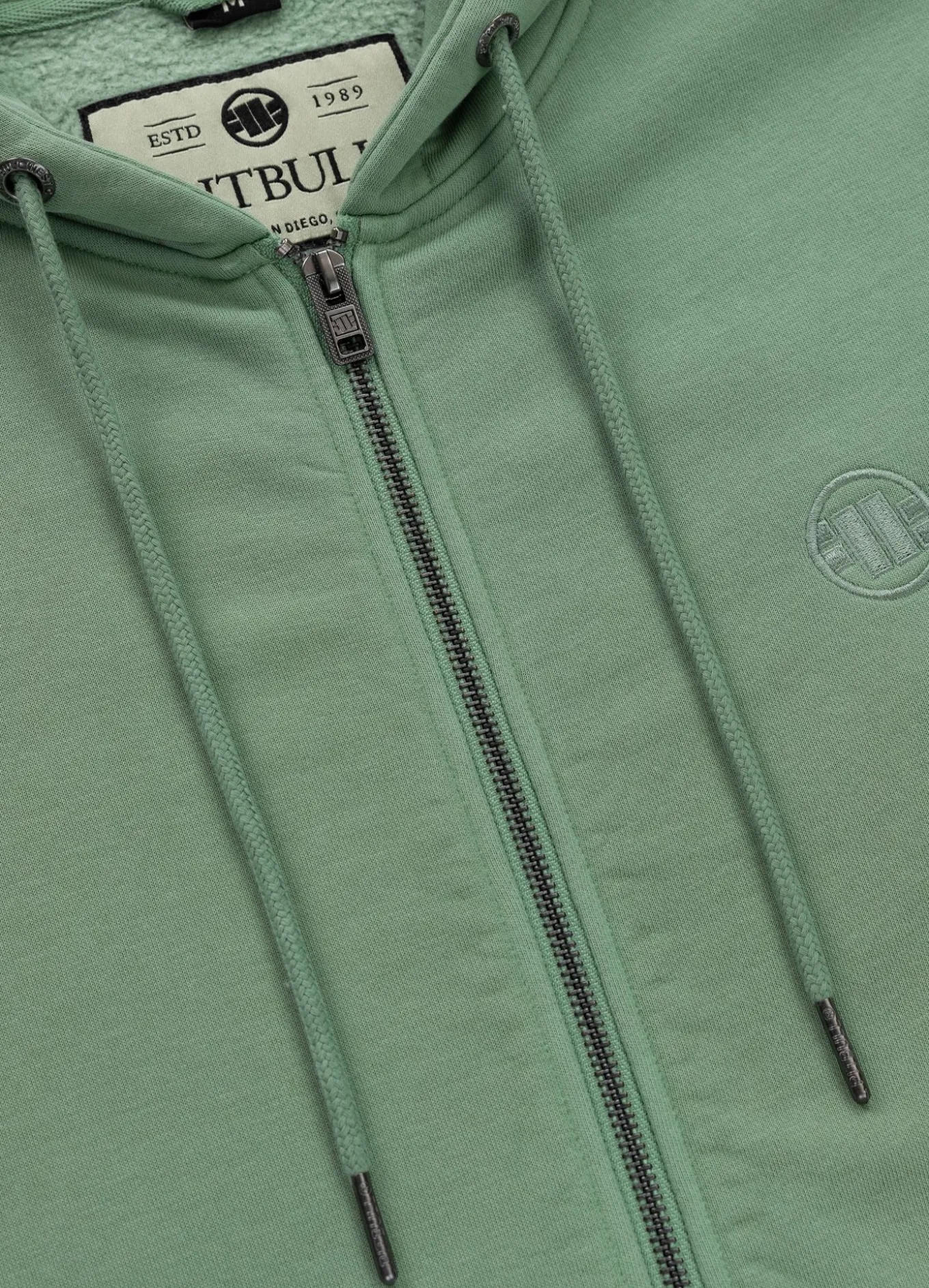 Men's Zip-up hoodie Washed Lancaster II - Sage green