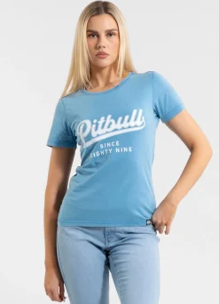 Women's T-Shirt Denim Washed ANGEL LOGO - Light blue