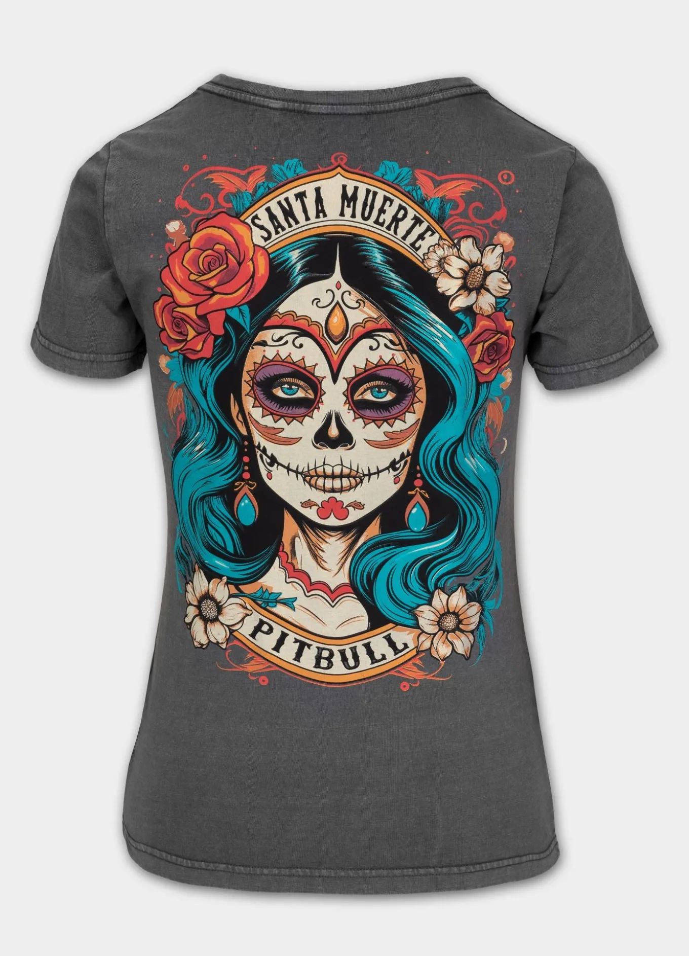 Women's T-Shirt Denim Washed SANTA MUERTE 25 - Graphite