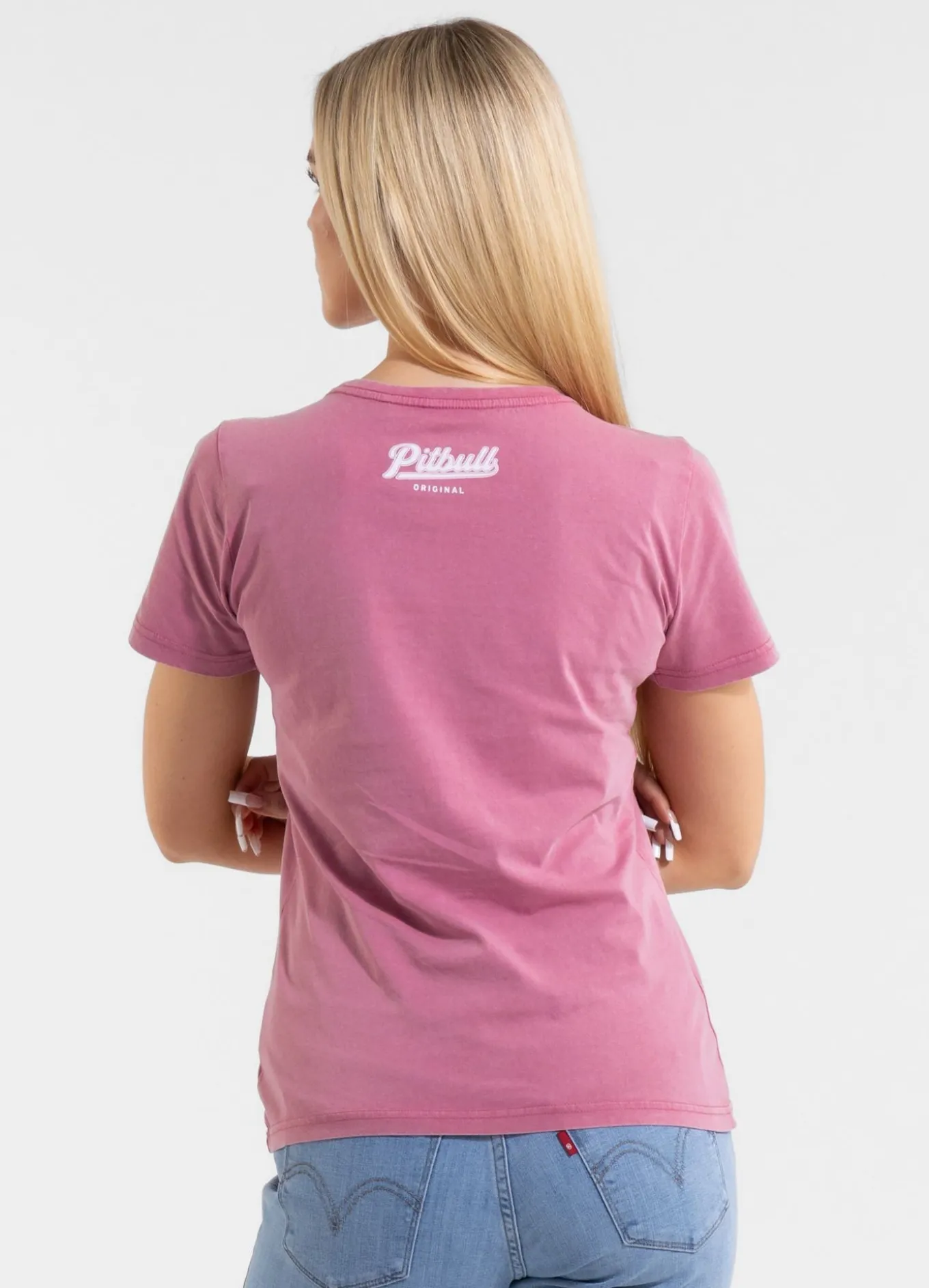 Women's T-Shirt Denim Washed ANGEL LOGO - Pink