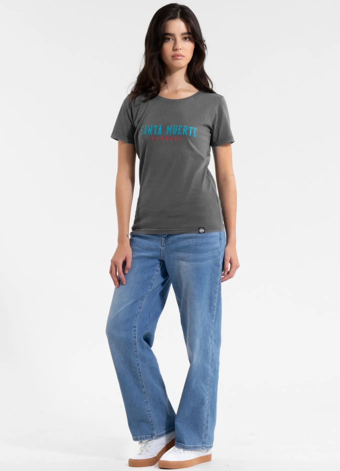 Women's T-Shirt Denim Washed SANTA MUERTE 25 - Graphite