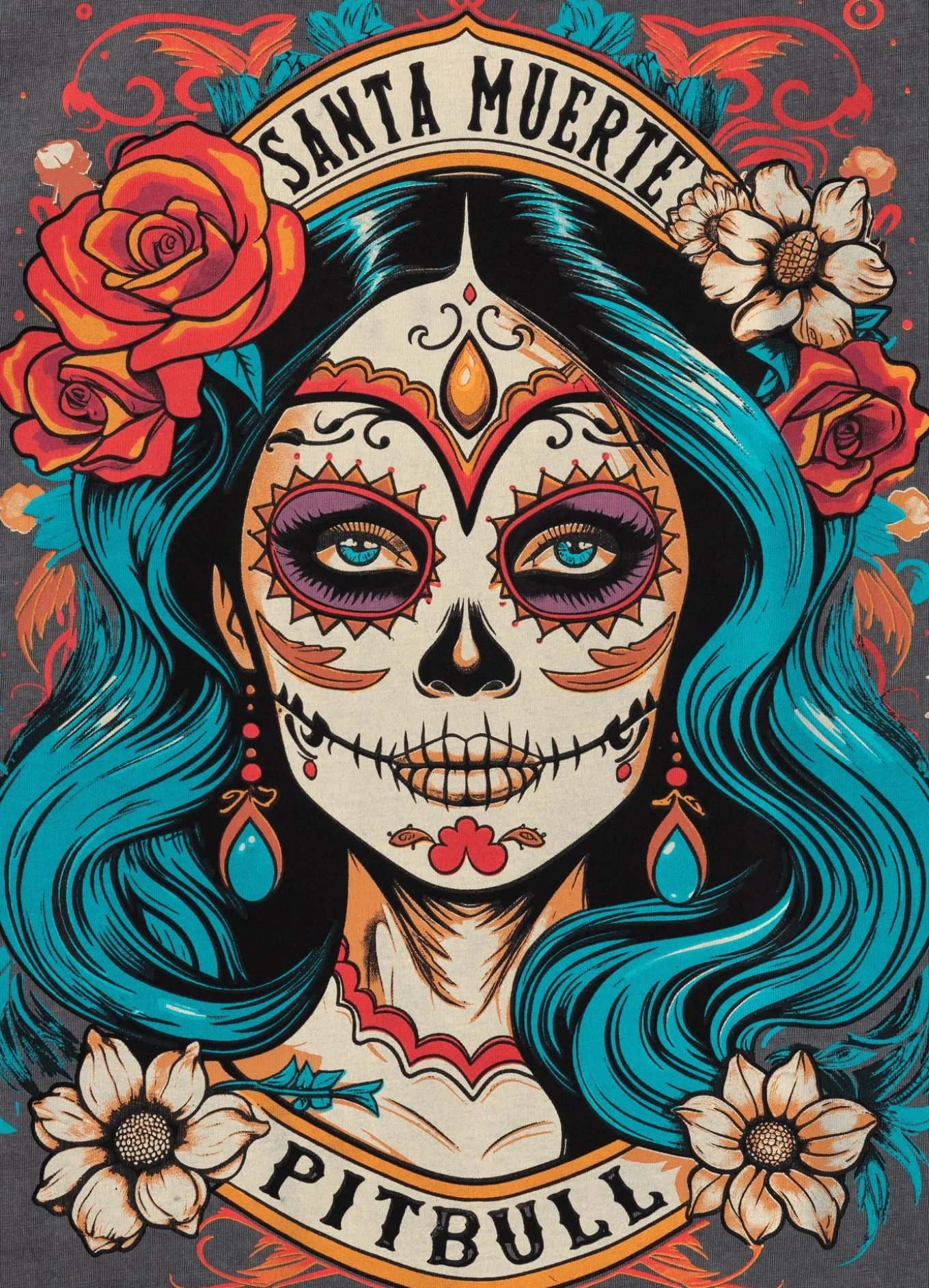 Women's T-Shirt Denim Washed SANTA MUERTE 25 - Graphite