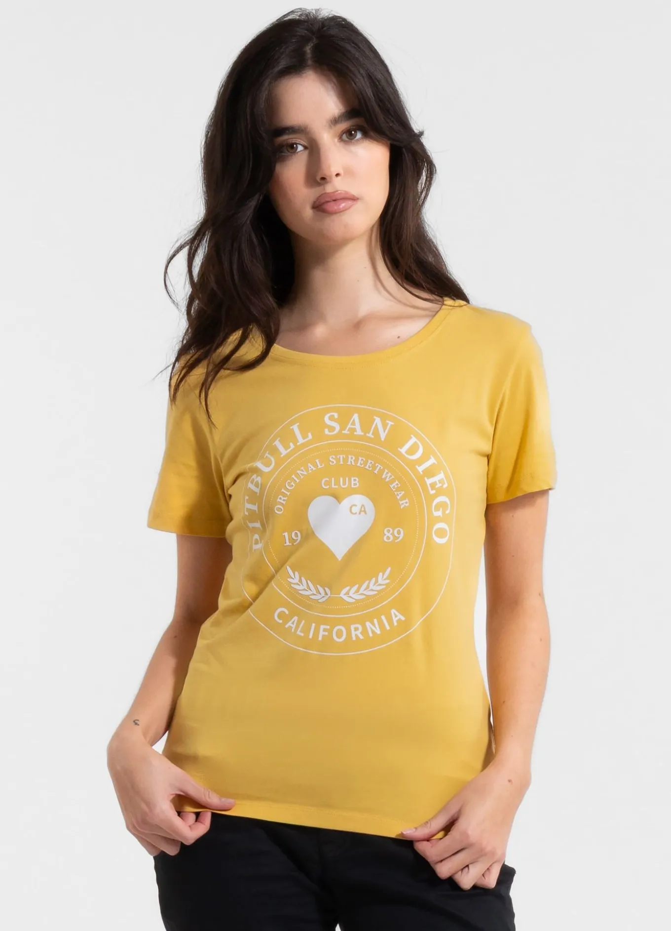 Women's T-Shirt HEARTIE - Pale yellow