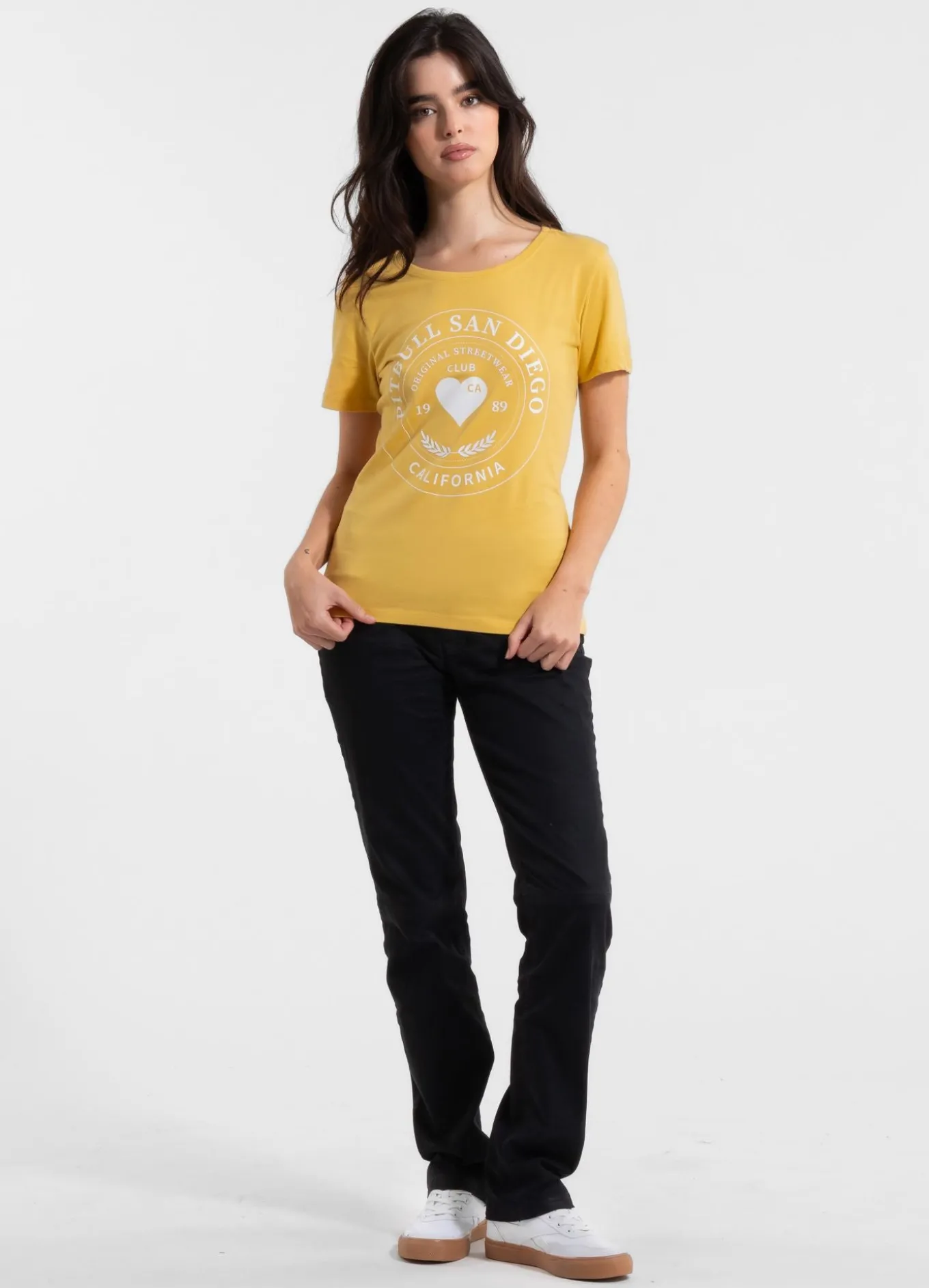 Women's T-Shirt HEARTIE - Pale yellow