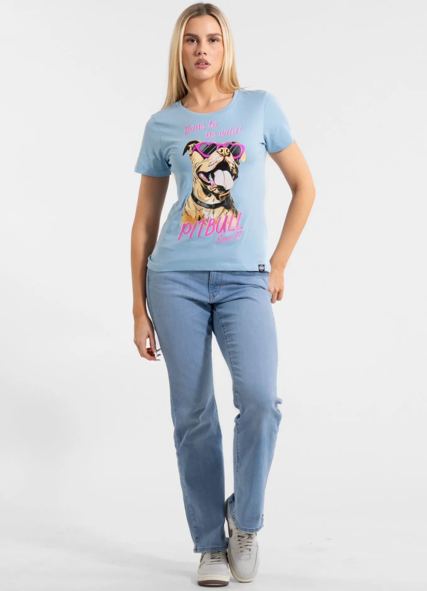 Women's T-Shirt SUNGLASSES DOG - Light blue
