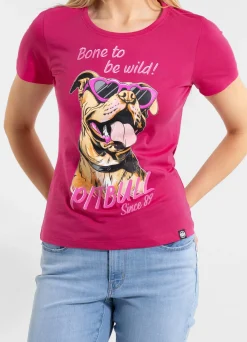Women's T-Shirt SUNGLASSES DOG - Raspberry