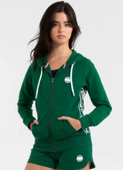 Women's zip-up hoodie French Terry LA DETA - Dark green