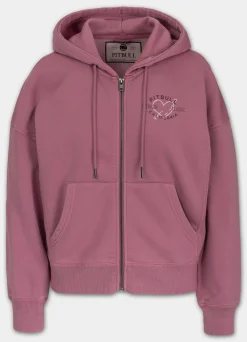 Women's zip-up hoodie Washed MANZANITA HEART - Pink