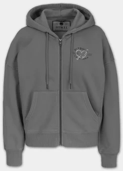 Women's zip-up hoodie Washed MANZANITA HEART - Gray