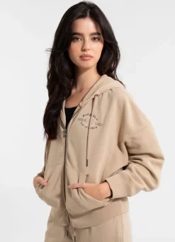Women's zip-up hoodie Washed MANZANITA HEART - Sand