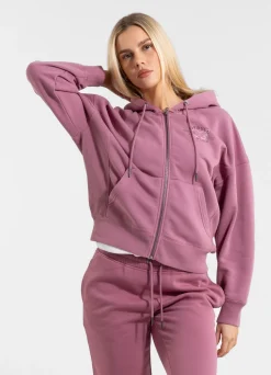 Women's zip-up hoodie Washed MANZANITA HEART - Pink