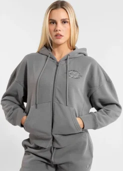 Women's zip-up hoodie Washed MANZANITA HEART - Gray